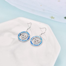 KINGWHYTE Celtic Earrings Sterling Silver Celtic Knot Drop Earrings Celtic Jewellery Gifts for Women Girls Mother Daughter, Sterling Silver