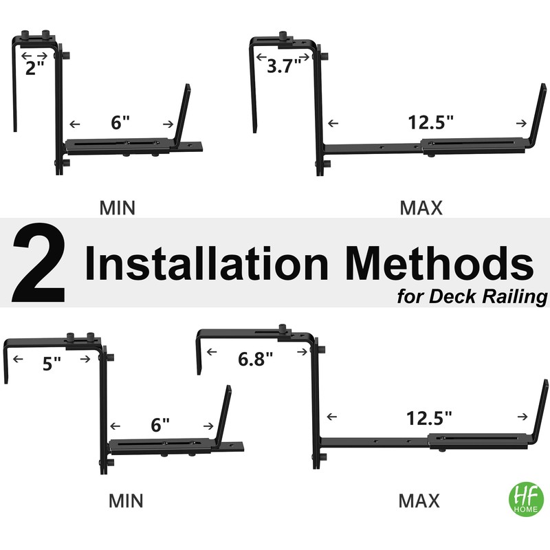 HFHOME 6PCS Adjustable Planter Box Brackets, Brackets for Window Boxes