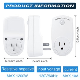 Macarrie 4 Pieces Motion Sensor Sockets Indoor Plug in Sensor Light Control Switch 120 Degrees Motion Activated Detector Plug Outlet for Corridor Garage Patio Aisle Room, 20ft Range, CE Listed