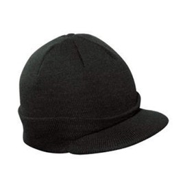 The Vintage Year Plain Sports Visor Billed Knit Radar Cuff Beanie (Charcoal Gray)