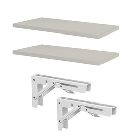 highdecora Floating Shelves Wall Mounted Ligh Grey Depth 250mm Set of 2 (350)