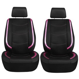 TLH Automotive Pink Car Seat Covers Galaxy13 Metallic Striped Deluxe Leatherette Seat Covers Built-in Pockets Anti-Slip Protection Universal Fit Car Seat Covers for Most Cars, Trucks, SUVs and Vans