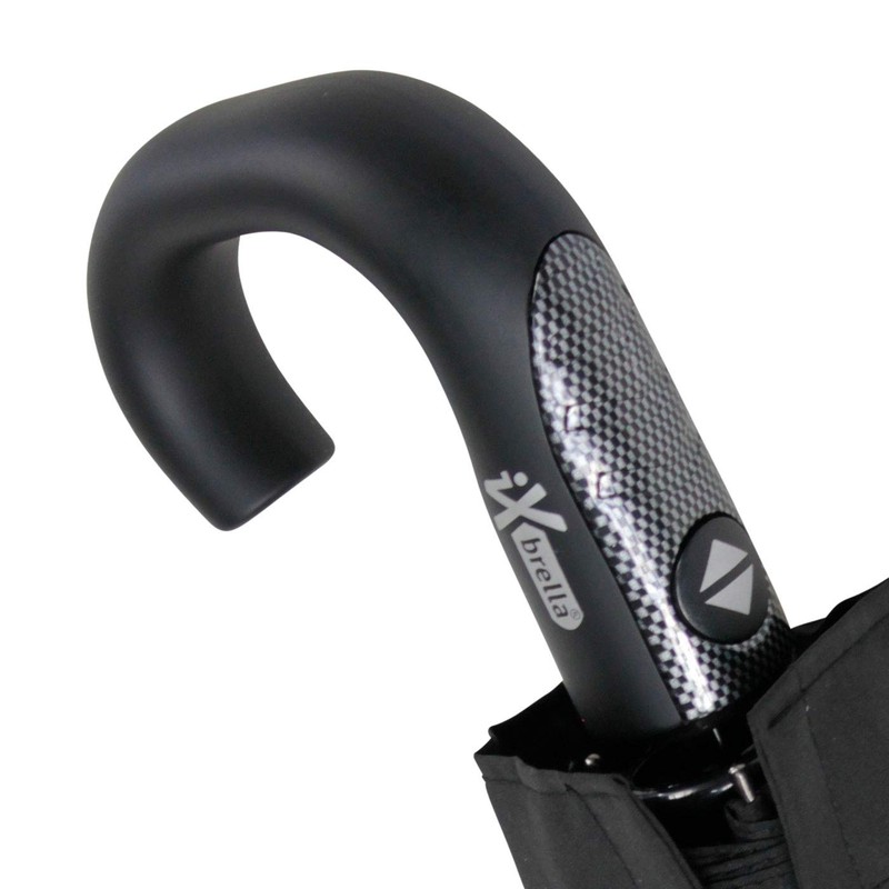 iX-brella Men's Pocket Umbrella Open-Close Automatic Round Hook Handle, Carbon