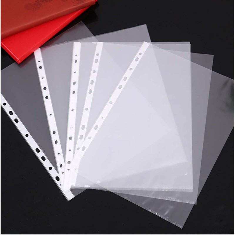 100x A4 Clear Plastic Punched Pockets Sheet Protectors Transparent Cover