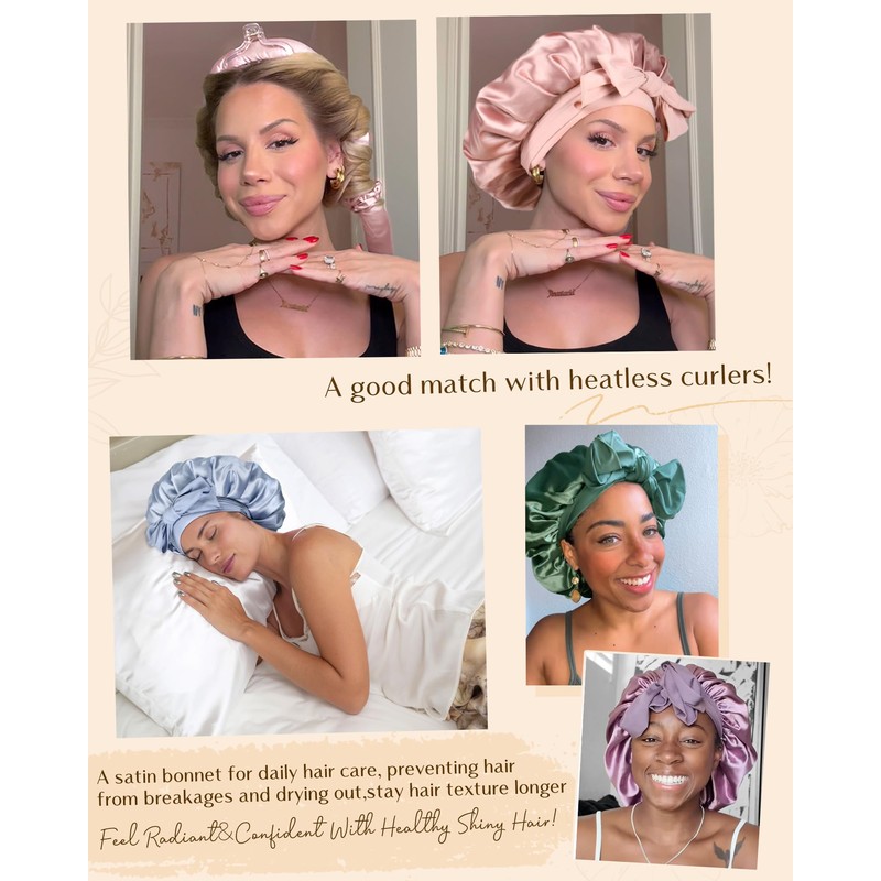 YANIBEST Silk Bonnet for Sleeping Women Satin Bonnet Double Layer