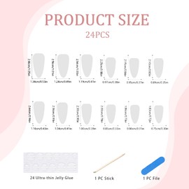 Irikdescia Pack of 24 French Press On Nails in Medium with Bow, Nude with Beads and Bow Nails for Gluing, French Tip Almond Shaped Fake Nails (Silver)