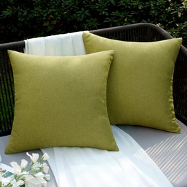 EMEMA Outdoor Cushion Covers Waterproof Decorative 18 x 18 Inch Throw Pillow Covers for Furniture Patio Couch Garden Green Sofa Bed Linen Balcony Outside Cushions 45 x 45 cm Set of 2