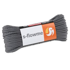 S-flowme Paracord 7 Cores, 0.2 inches (4 mm) x 98.1 ft (30 m), Total 60 Colors, Load Capacity: 551.3 lbs (250 kg), Craft Paracord Accessories, For Outdoor Activities, Camping, Tents, Tarps, Tie Down