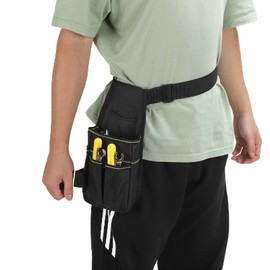 Small Tool Bag with Belt, 29 x 13.5 cm, Professional Electrician Tool Bag, 600D Oxford Fabric, Waterproof Hardware Tool Organiser, Garden Belt Bag