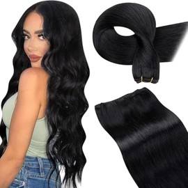 LaaVoo Real Hair Wefts, 60 cm, Hair Extensions, Long, for Sewing in, Weft Extensions, Double Wefts, 100 g