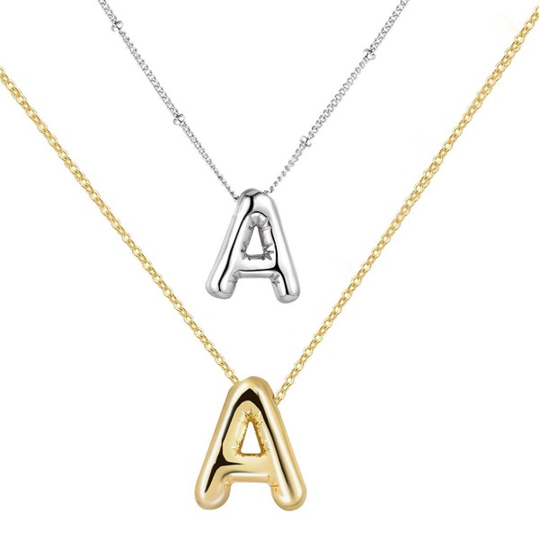 2 Pieces Alphabet Necklace, Alphabet A Necklace for Women, Alphabet