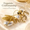 Gold Mantis Brooch, Pearl Clear Crystal Insect Lapel Pin