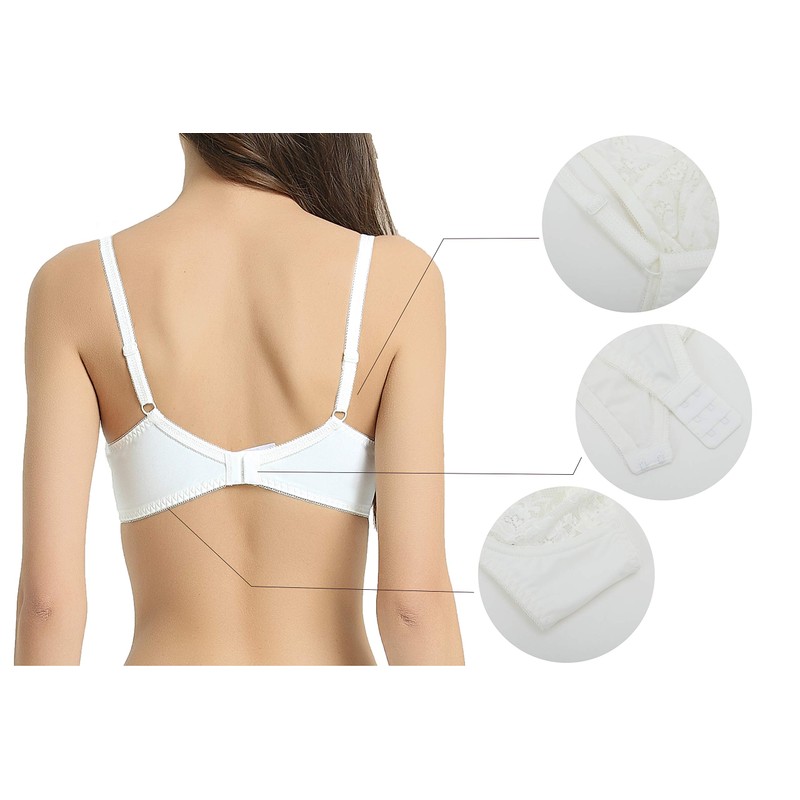 Women's Lace Underwire Unlined Full Coverage Bra - Microfiber Cream