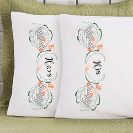Herrschners His & Hers Pillowcase Pair Stamped Embroidery