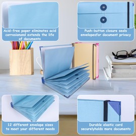Document Organizer Folio with Labels, Folio Folders with Pockets, Personal Family Important Document Organizer Binder, Emergency Binder Organizer, Life Binder Organizer Folio Kit (Blue)