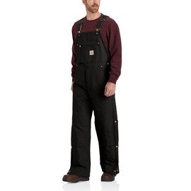 Carhartt Men's Loose Fit Firm Duck Insulated Bib Overall, Black, X-Large