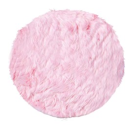 uxcell Faux Sheepskin Area Rug Indoor Soft Fluff Carpet Rugs for Bedroom Floor Sofa Cabinet Living Room 2x2 Feet Round, Light Pink