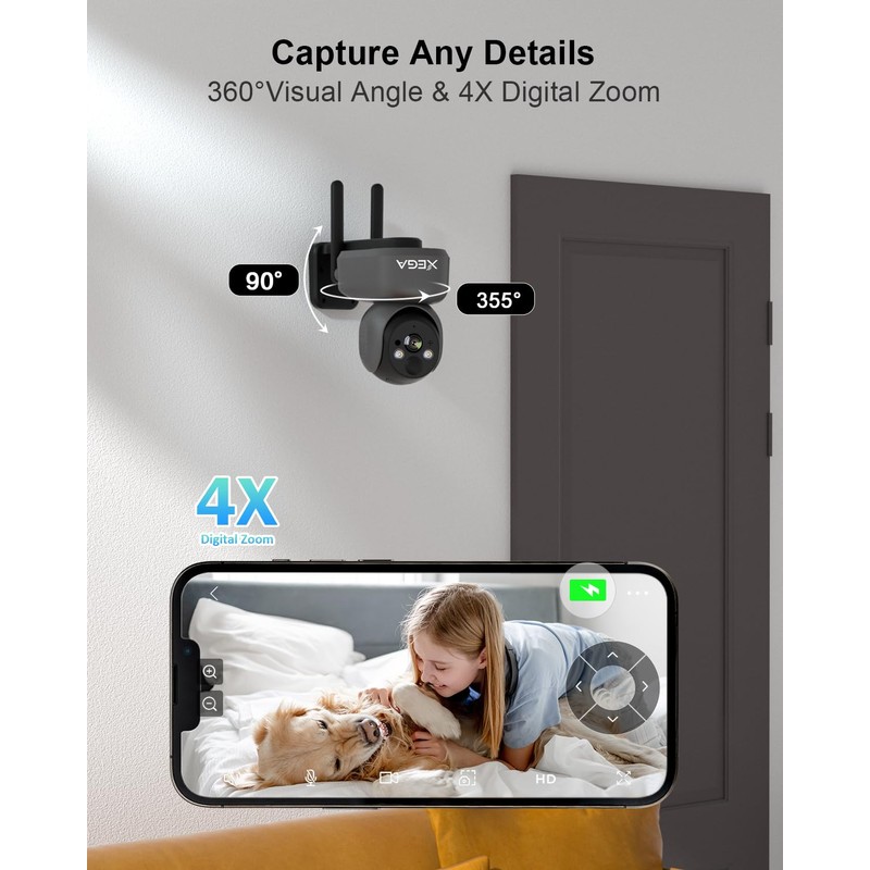 Xega 4G Cellular Security Camera Indoor Portable, 2K No WiFi