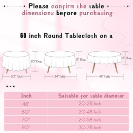 Cobedzy 1 Pack 60 Inch Round Satin Tablecloth Pink Satin Table Cover, Overlay Silky Tablecloth Dining Table Cloths for Wedding, Party, Banquet, Events, Reception, Dinner