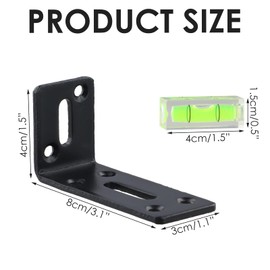 Adjustable Mounting Bracket, 6 PCS Corner Braces Brackets, 90 Degree L Shelf Support Bracket with Bubble Level, 60kg Load Capacity, Suitable for Fixing Shelves Cabinets, 8*4*3cm/3*1.5*1inch