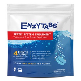 Enzytabs Septic Tank System Treatment, Billions of Enzyme Producing Bacteria Reduce Bad Odors and Help Prevent Backups, 4 Month Supply (4 Tablets)