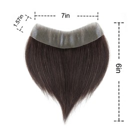 Meiverah Frontal Hairpiece for Women Hair Extension Hairline Loss Straight Tape in Human Hair Toppers Replacement Toupee (Dark Brown, 1.57"x7", 6")