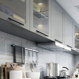 MACHSWON Cabinet Pull 1 Pack, for Cupboard, Wardrobe, Wine Cabinet, Locker, Drawer, Wooden Case, Aluminum Kitchen Door Handle T Bar Handle, Pull Handle 200mm Length (Hole Centers 128mm), Black