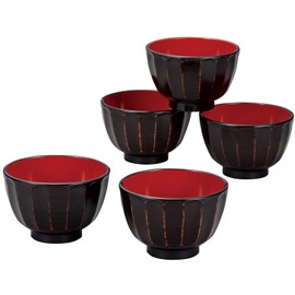 Canoe 17002 Antibacterial Chrysanthemum Carving Soup Bowl, 11.2 fl oz (330 ml), Set of 5 Guests, Akebono