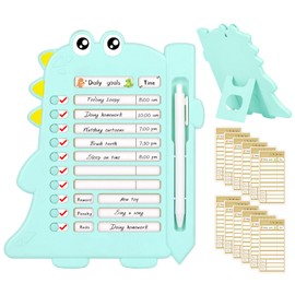 Wekuvo Checklist Board Plastic Dinosaur Task Board for Kids，Daily to Do List Planner Habit Tracker for Chore Chart，Homework，Study，Behavior (Blue)