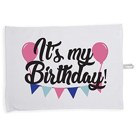 Hippowarehouse It's my birthday pink Tea Towel Eco Printed Dish Cloth Kitchen accessory 50cmx70cm 100% Cotton