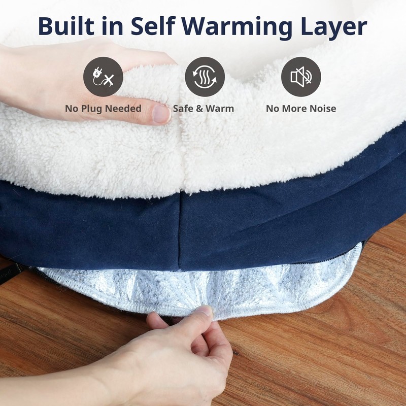 Petace Self Warming Cat Bed, 17.7" x 13.7" Anti-Slip Soft
