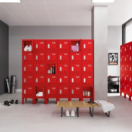 BUTISOW Metal Locker With 5 Doors, Card Slot, Lockable Steel Storage for Employees, Gym, School, Home, Office, Garage - Assembly Required