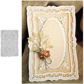 Rectangular Lace Cutting Dies with Metal Frame for Scrapbooking Cutting Dies, Embossing, Photos, Crafts, Decorative Paper Cards, Die-Cutting for Home and Kitchen