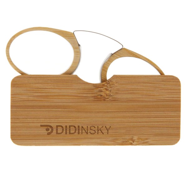 DIDINSKY Reading Blue Light Blocking Armless Glasses. Real Bamboo Frame and Case. Ultra-Light, Thin and Strong Pocket Glasses. Power +1.0 – Orsay Bambu