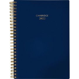 Cambridge 2021-2022 Navy Weekly and Monthly Calendar Planner, Academic, 8.5" x 6", Bilingual, 18 Months July - December (1123-200AF-58-22)
