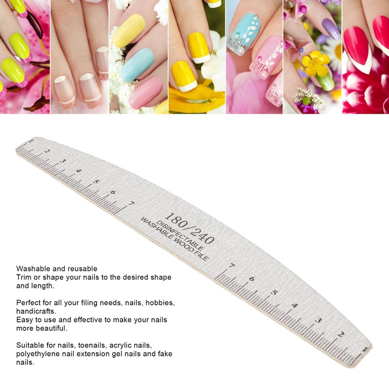 50Pcs Nail Files 180 240 Grit Multifunctional Washable Nail Art