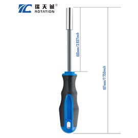 ROTATION 1/4 Inch Magnetic Bit Driver, Nut Driver with Non-slip Handle and Strong Magnet Tip, Screwdriver Handle for Holding Bits and Screws, 197mm/7.7 inch