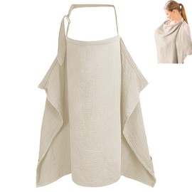 Breastfeeding Cover Nursing Cover Cotton Super Soft Nursing Breast Feeding Coverall Adjustable Strap Breathable Breastfeeding Cover for Breastfeeding Multi Use Car Seat Stroller Cover (Khaki)