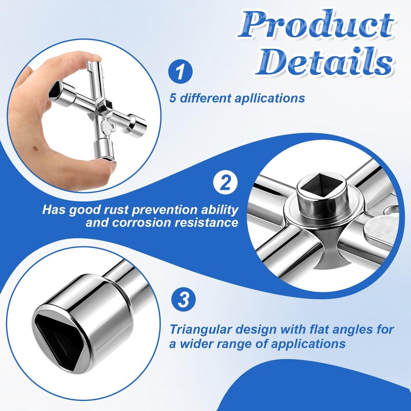 Giantree Multifunctional triangular key, 5-in-1 control cabinet key, multifunctional key,
