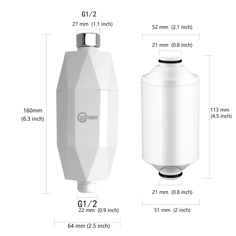 CoolWAY シャワーヘッドフィルター 硬水用 高出力シャワーフィルターカプセル 塩素 重金属 不純物を濾過 ビタミンC 肌の髪を活性化するシャワーフィルター