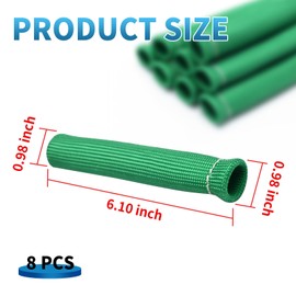 8 Pcs Spark Plug Wire Boots Thermal Protection Insulator Sleeve 1200 Degree Spark Plug Heat Cover Wrap 6 inch for Car Truck (Green)