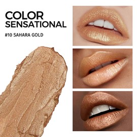 Anglicolor Lápiz Labial Brillo MetáLico,Labiales Super Lustrous,Lipstick Labios De Sculpted Craft Hidratante, Larga Duración,Vegano Y Sin Crueldad (#10 SAHARA GOLD)