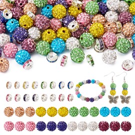120 Pcs Rhinestone Beads 10mm for Easter Crafting, 8mm Rhinestone Spacer Beads for Bracelets Easter Crystal Diamond Beads for DIY Craft Carnival Masquerade Party Favors