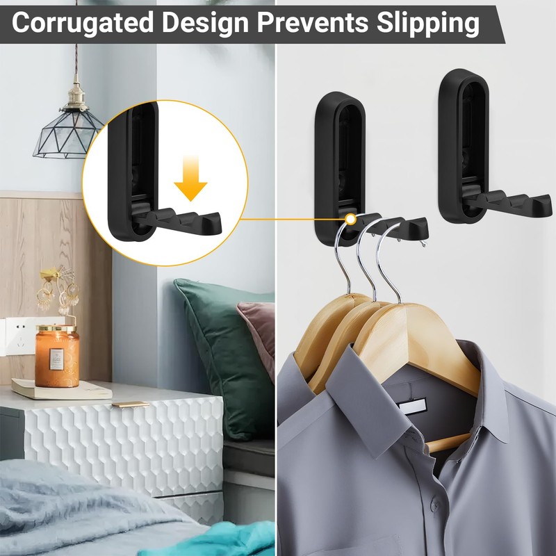 Vidroxin Black Folding Wall Hooks – 2PCS Heavy Duty Foldable