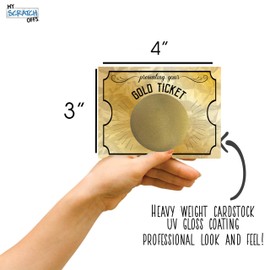 My Scratch Offs dorado Ticket DIY Make Your Own Scratch Off Tickets Small Business Prizes Promoción Party Favor Paquete de 20 tarjetas de notas y calcomanías 3x4