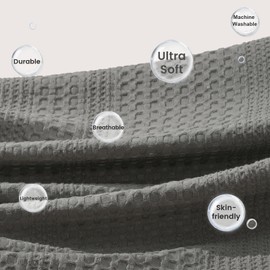 David's Home Cozy Waffle Weave Throw Blanket, Ultra Soft Breathable Lightweight Skin-Friendly Throw for Summer, Elegant Room Decor for Couch Bed Sofa Car Travel, Grey