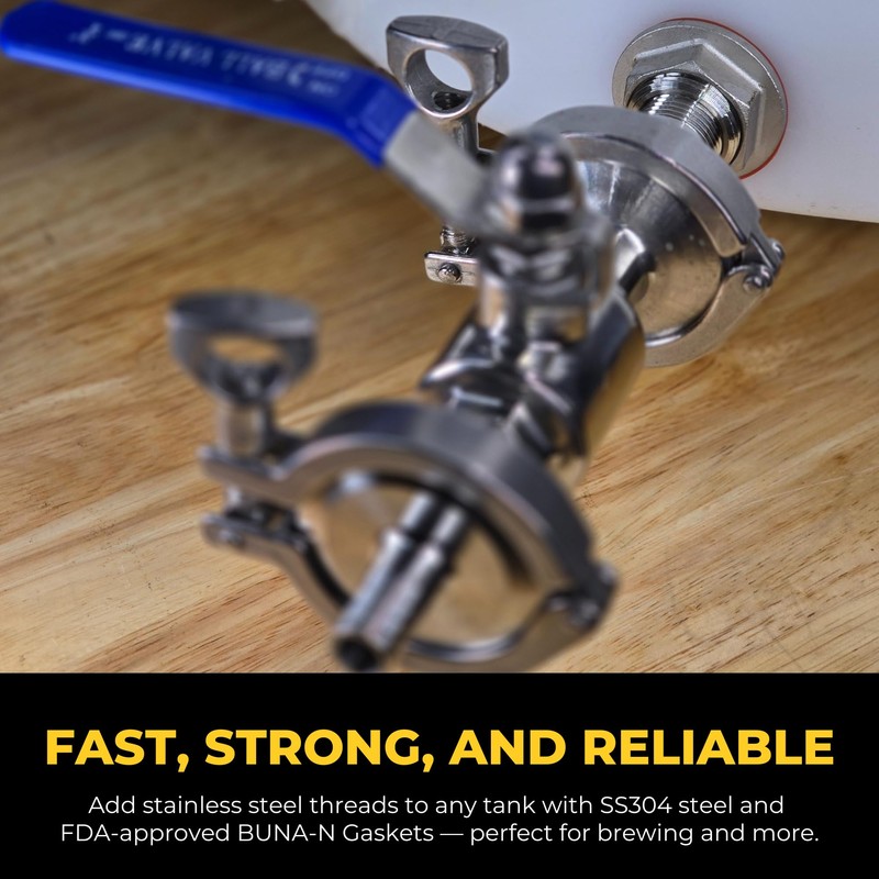 1" NPT SS304 Heavy Duty EZ Seal Weldless Bulkhead w/BUNA-N