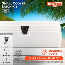 NeverBreak Parts - 1 Black Igloo Cooler Replacement Latch | Igloo Cooler Replacement Parts Kit Includes Post and Screws | High Strength Ice Chest Repair Kit