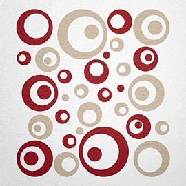 WANDfee® Wall Tattoo, Circles, Dots, 50 Stickers, Colour Choice For Children's Bedroom, Living Room, Hallway, Bathroom, Kitchen, Tile Stickers, beige
