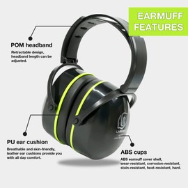LYSIAN Foldable Noise Cancelling Earmuffs, Industry Ear Protection Muffs for Work, Shooting, Mowing, Airport